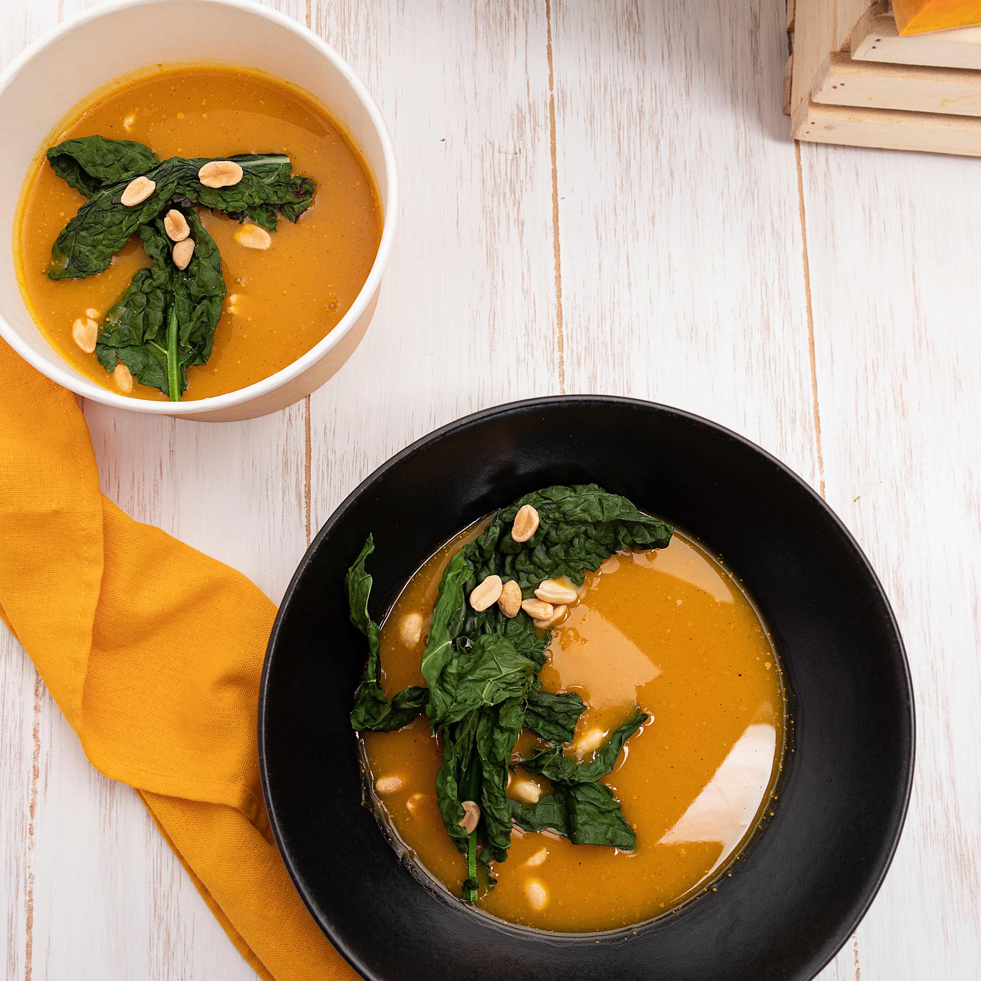 green soup with butternut squash